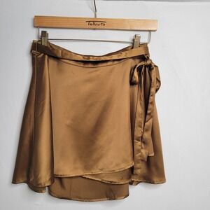 Forever 21 Copper Wrap Skirt, Short Mini Length, Party Cocktail, Size Large Mone